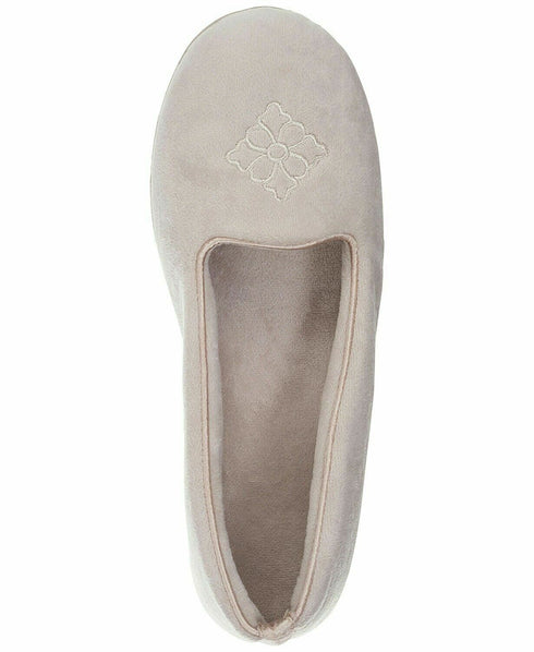 Dearfoams Women's Rebecca Microfiber Velour Closed Pewter Small Wide 5-6